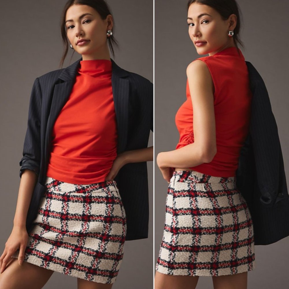 English Factory Tweed Mini Skirt in ivory